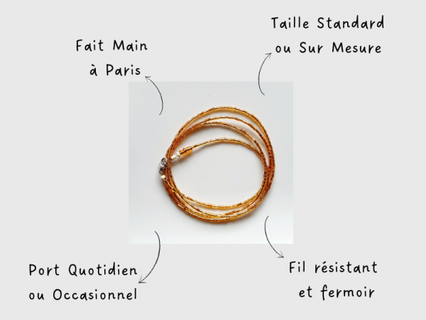 Weya Beads - Baya Bijou Africain - Perles de taille Dorées