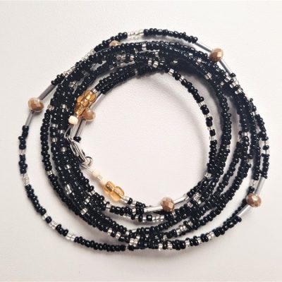 Perles de taille binbin africain baya noir et argenté