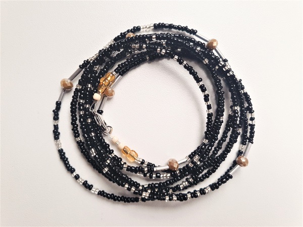 Perles de taille binbin africain baya noir et argenté